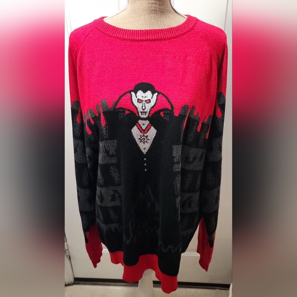 Fun.com Red & Black Vampire Sweater Size 2X - Picture 2 of 9